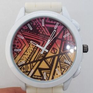 Strada Genoa Watch Women 45MM Multicolor Dial‎ White Plastic Bands New Battery